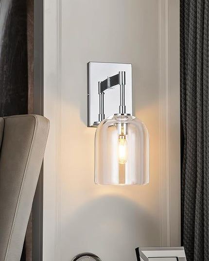 Modern Crystal Wall Sconces Set of Two Indoor Chrome Wall Lamp Vanity Wall Lighting for Bathroom Bedroom Living Room Stair（2Pack）