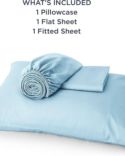 Bedsure Cooling Sheets Twin, Rayon Derived from Bamboo, Breathable & Soft Twin Sheets Set, Deep Pocket Up to 16 Inches, Hotel Luxury Silky Bedding for Hot Sleepers, Aqua