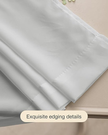 Anmao Non-See-Through Privacy Semi Sheer Curtains for Living Room 96 Inch Length 2 Panels Set, Light Filtering That Let Light in Rod Pocket Window Drapes for Bedroom, 52W x 96L, Light Grey
