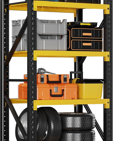 3000LBS Garage Shelving 32" W Garage Shelving Heavy Duty 4-Tier Metal Storage Shelves Adjustable Shelf Unit Storage Rack for Basement Supermarket Warehouse 32" W x 20" D x 78" H Yellow