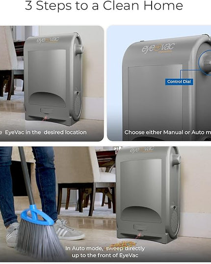 EyeVac Pro Touchless Vacuum Automatic Dustpan - Ultra Fast & Powerful - Great for Sweeping Salon Pet Hair Food Dirt Kitchen, Corded Canister Vacuum, Bagless, Automatic Sensors, 1400 Watt (Sliver)