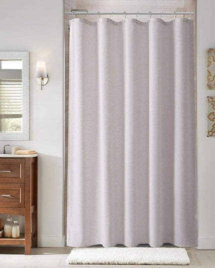 Naturoom Champagne Linen Shower Curtain, Cloth Textured Fabric Shower Curtain Set with Hooks, Simple Elegant Modern Farmhouse Country Ultra Thick Bath Curtains for Bathroom,Water Repellent,54x78