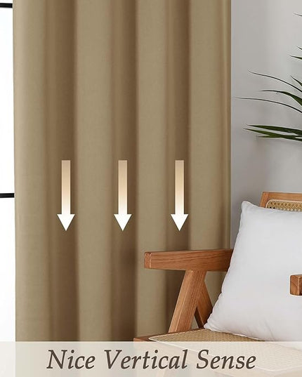 Gwine Blackout Curtains for Bedroom 45 Inch Length, Thermal Insulated Room Darkening Short Curtains, Rod Pocket Drapes for Bathroom Basement Patio Cabinet, Each 40" Wx45 L, Taupe