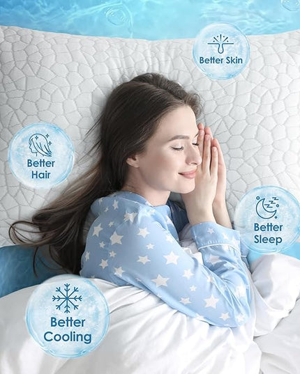 Cooling Pillows King Size Set of 2, Firm Shredded Memory Foam Pillows for Side Back Stomach Sleepers, Two-Sided Cool Neck Pillow for Neck Shoulder Pain, Luxury Gel Cold Bed Pillow for Hot Sleepers