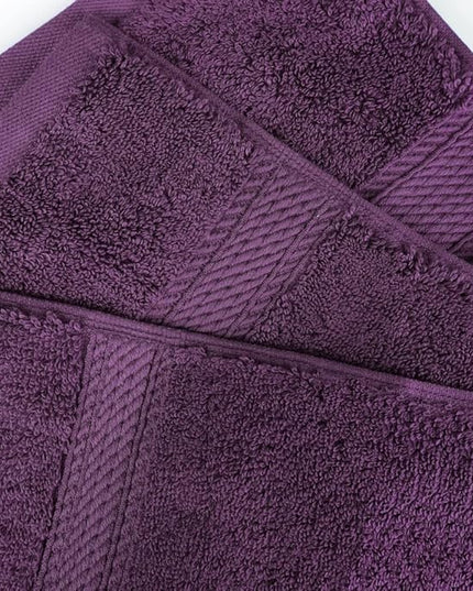 Superior Egyptian Cotton Pile 3 Piece Towel Set, Includes 1 Bath, 1 Hand, 1 Face Towel/Washcloth, Ultra Soft Luxury Towels, Thick Plush Essentials, Guest Bath, Spa, Hotel Bathroom, Plum