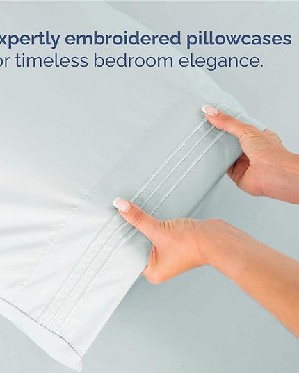 Full Size 4 Piece Sheet Set - Comfy Breathable & Cooling Bed Sheets Set - Hotel Luxury Bedding for Women, Men, Kids, Teens, Boys & Girls - Deep Pockets, Ultra-Soft, Wrinkle Free - Oeko-Tex - Ice Blue