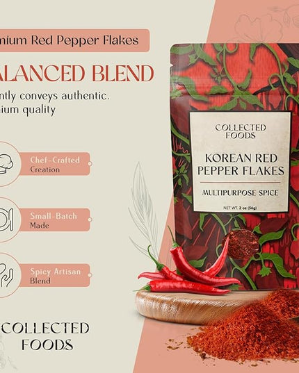 Premium Gochugaru Red Pepper Flakes - Sun-Dried Korean Chili Powder for Kimchi, Marinades, BBQ & Everyday Cooking (2oz)