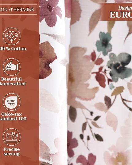 Maison d' Hermine Curtains for Living Room 100% Cotton 124 inch Length One Panel Light Filtering Curtains for Bedroom Windows with Rod and Loop Pockets Drapes (Blossom Florie, 50" W x 124" L)