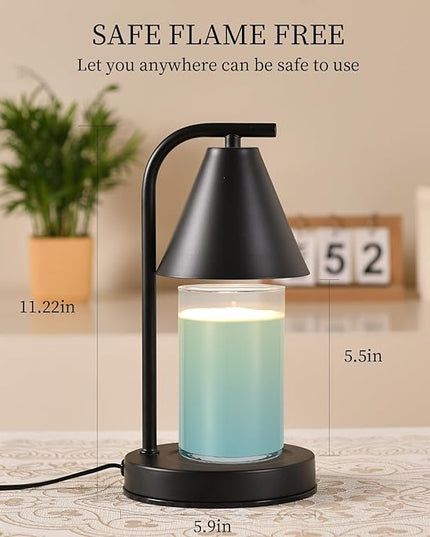 Candle Warmer Lamp, Electric Candle Lamp Warmer Gifts for Mom Women House Warming Gifts New Home Bedroom Decor Dimmable Wax Melt Warmer for Scented Wax with 2 Bulbs, Jar Candles (Black)