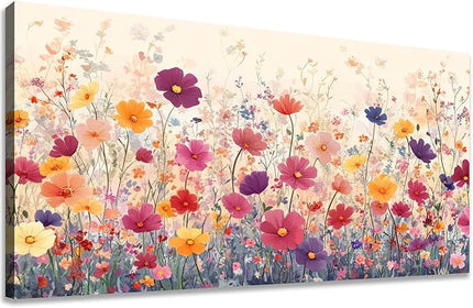 LKY ART Wall Art Canvas Floral Wall Decor for Living Room Colorful Wildflower Picture Garden Print Nature Floral Decorative Painting Office Bedroom Poster Artwork Home Decoration 30 x 58 inches