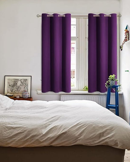 BGment Blackout Curtains for Bedroom - Grommet Thermal Insulated Room Darkening Curtains for Living Room, Set of 2 Panels (38 x 54 Inch, Royal Purple)