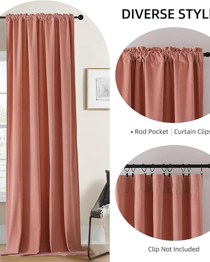 Joydeco Pink Velvet Curtains 84 inch Length 2 Panels, Luxury Blackout Rod Pocket Thermal Insulated Window Curtains, Super Soft Room Darkening Drapes for Living Dining Room Bedroom,W52 x L84 inches