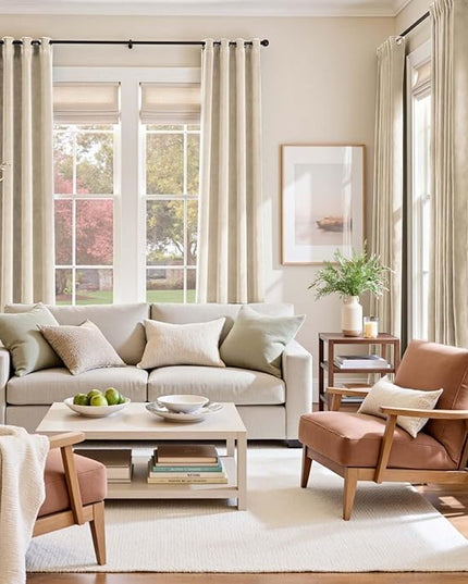 Lazzzy Velvet Curtains Beige Thermal Insulated Curtains 96 inch Long for Bedroom Living Room Darkening Noise Reducing Soft Luxury Window Treatments Grommet Drapes 2 Panels Beige