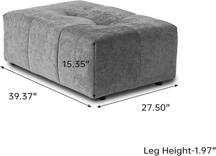 JACH Modern Ottoman Seat for Living Room, Linen Fabric Ottomans, Minimalist Foot Stool, Comfy Breathable Footstool for Living Room Apartment (Grey)