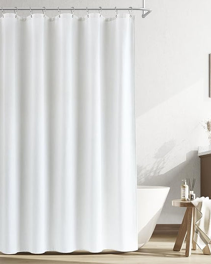 Naturoom Long Shower Curtain 78 Inches Long Linen Textured Thick Fabric Shower Curtain Set with Hooks, Tall Elegant Modern Farmhouse Country Style Hotel Bath Curtains for Bathroom, 72x78, White