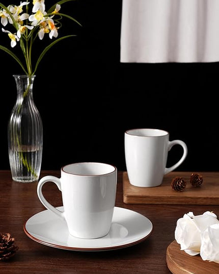 famiware Venus Coffee Mugs for 4, 12 oz Mug Set, Dringking Cup with Handle for Coffee, Tea, Cocoa, Milk, White