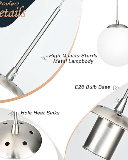 KoKo&Yukina 16-Light Nickel Mid Century Modern Chandelier for Living Room Staircase Chandelier for Entryway Globe Milky White Glass Pendant Light High Ceiling Chandeliers Foyer (Bulb & Remote Incl.)