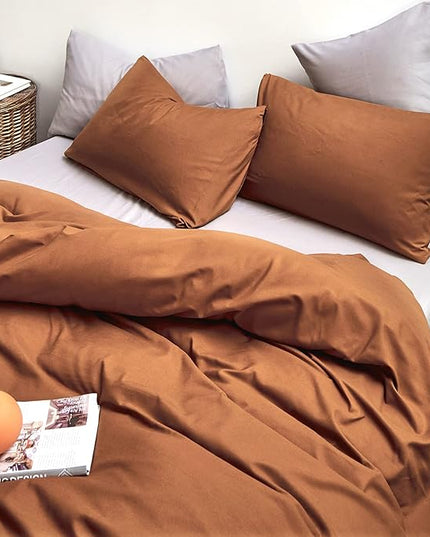 CLOTHKNOW Pumpkin King Size Comforter Set 3Pcs Brown Rust Bedding Comforter Sets Soft Caramel Comforter Burnt Orange Comforters with 2 x Pillowcases