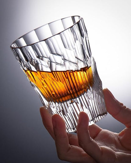 KAMMAK Crystal Whiskey Glasses Set of 2, Handcrafted 6.09oz Old Fashioned Glasses Stemless, Luxury Cocktail Glasses, Hand Blown Scotch Cup for Women, Men Gift for Rocks, Bourbon, Bar Barware