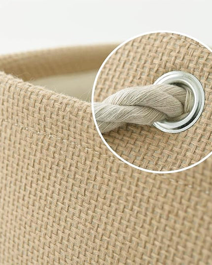 TheWarmHome Decorative Basket Rectangular Fabric Storage Bin Organizer Basket with Handles for Clothes Storage (Beige, Medium-1Pack,13.8L*9.8W*6.7H)