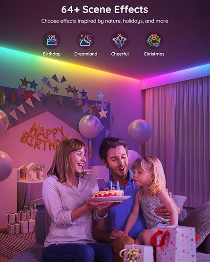 Govee RGBIC LED Strip Lights, 65.6ft Smart LED Lights for Bedroom, Bluetooth LED Strip Lights APP Control, DIY Multiple Colors on One Line, Color Changing LED Lights for Home Decor, 2 Rolls of 32.8ft