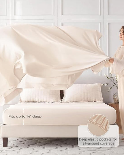 MUXHOMO 7 Pieces California King Comforter Set, Seersucker Bed in a Bag Cal King Size, All Season Luxury Bedding Set with Comforter, Flat Sheet, Fitted Sheet, Pillowcases & Shams, Beige