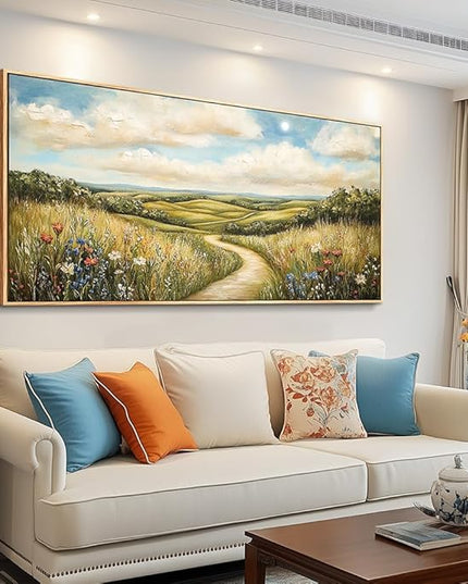 PHAOHUAXM Large Canvas Wall Decor For Living Room Wall Art For Bedroom Print Ink-Wash Landscape Paintings Wood Framed Murals Farmhouse Dining Room Office Home Wall Decorations Aesthetics 30"X60"
