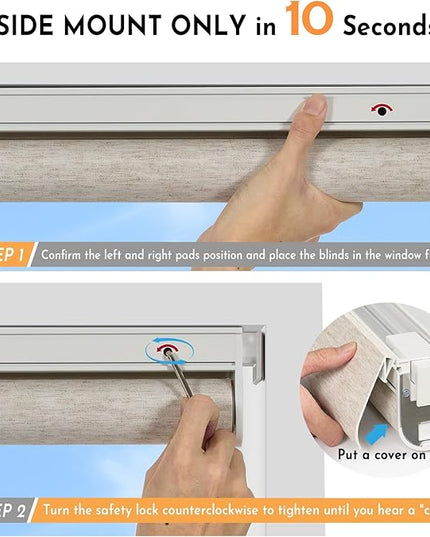 Persilux Smart Motorized Blinds with Remote, No Drill Automatic Roller Shades for Indoor Windows, Light Filtering Linen Fabric, Electric Blinds for Windows, Texture Beige 1702, Custom Size