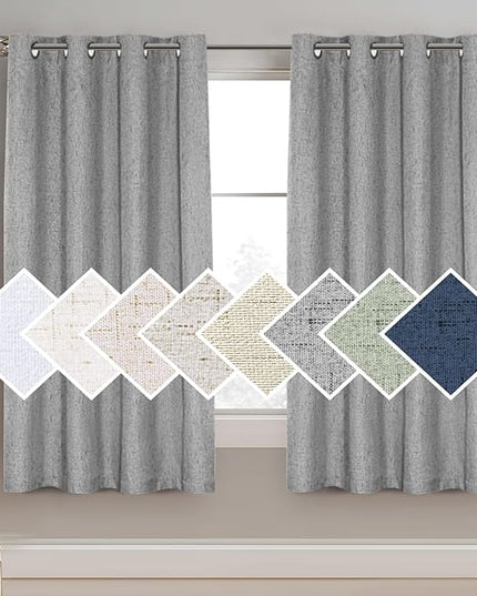 H.VERSAILTEX 100% Blackout Curtain for Bedroom 63 Inches Long Grommet Linen Face Full Light Blocking Curtain Drape for Living Room Thermal Insulated Linen Look Curtain 1 Panel, 52" W x 63" L, Dove