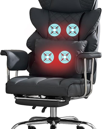 DYHOME 500 lbs Reclining Massage Office Chair with Foot Rest, Executive Home Office Chairs for Heavy People, High Back Computer Desk Chair, Pocket Spring Cushion, Big and Tall Ergonomic Chair, Black