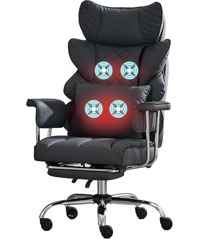 DYHOME 500 lbs Reclining Massage Office Chair with Foot Rest, Executive Home Office Chairs for Heavy People, High Back Computer Desk Chair, Pocket Spring Cushion, Big and Tall Ergonomic Chair, Black