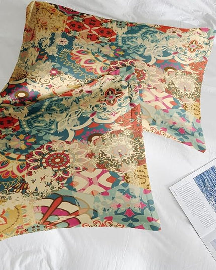 Comforter Set Twin Size, Vintage Colorful Flower 5 Pcs Bedding for Kids and Adults, Floral Retro Beige Bed Sheet Sets with Fitted Sheet Pillowcase & Sham for Bedroom Bed Decor