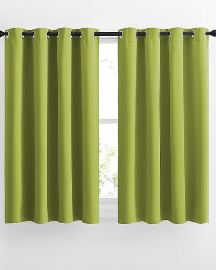 NICETOWN Fresh Green Draperies Curtain Panels - Thermal Insulated Solid Grommet Blackout Curtains/Panels/Drapes for Living Room(Fresh Green, 1 Pair, 46 by 54-Inch)