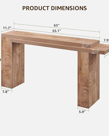 OKD 63 Inch Modern Entryway Console Table, Solid Geometry Accent Sofa Table Behind The Couch, Narrow Console Table for Entryway, Hallway, Living Room, Foyer, Light Tree Knot
