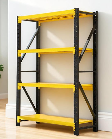 torage Shelves,Garage Shelving Heavy Duty Metal Adjustable Garage Shelves, Shelving Units Industrial Shelving for Warehouse (Yellow and Black, W47.2*D19.7*H78.7)