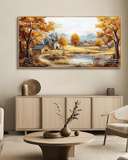 Wood Farmed Canvas Wall Art For Living Room Large Wall Decor For Office Bedroom Decorations Autumn Forest Landscape Pictures Farmhouse Painting Artwork Room Wall Mural Aesthetic Home Decor 30x60 In