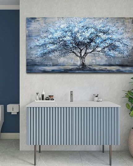 Canvas Wall Art for Living Room Wall Decor for Bedroom Office Modern Hotel Wall Decorations Blue Tree Landscape Paintings Abstract Pictures Artwork Room Aesthetic Home Decor 20x40 in