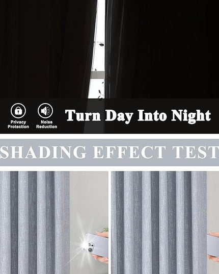 Vision Home Chambray Blue Pinch Pleated Full Blackout Curtains Room Darkening Window Curtains for Living Room Bedroom Thermal Insulated Pinch Pleat Blue Drapes with Hooks Back Tab 2 Panel 40" Wx102 L