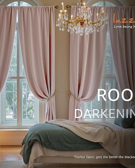 Lazzzy Velvet Blackout Curtains Thermal Insulated Room Window Drapes Super Soft Luxury Curtains for Living Room Bedroom Rod Pocket 2 Panels, Dusty Pink, 52" W x 120" L