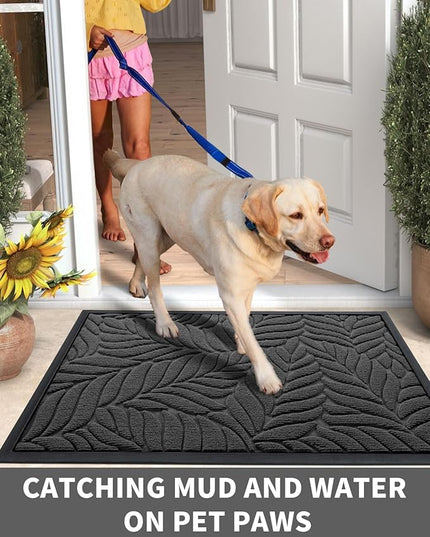Yimobra Front Door Mat Outdoor Indoor, 29.5x17 All-Season Waterproof Door Mat Outside Entrance, All-Weather Non-Slip Outside Doormat for Garage Patio Entryway, Grey
