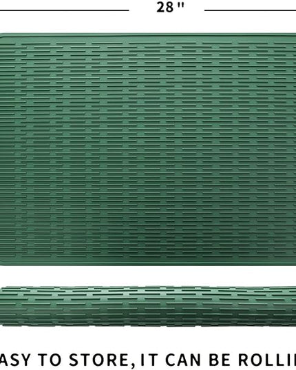 Silicone Dish Drying Mat for Multiple Usage,Easy clean,Eco-friendly,Heat-resistant Silicone Mat for Kitchen Counter or Sink,Refrigerator or Drawer Liner Green 3XL 28 inches x 18 inches