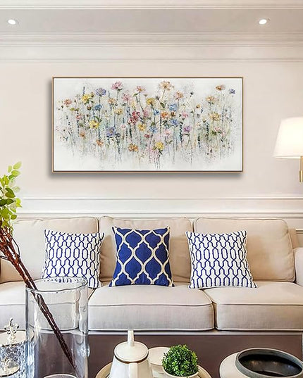 Wall Art Watercolor Wildflowers Canvas Wall Decor for Living Room Bedroom Bathroom Kitchen Office Bar Dining Room Ready to Hang Framed 30x58inch