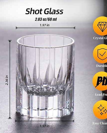 KAMMAK Crystal Whiskey Glasses Set of 2, Handcrafted 2.03oz Old Fashioned Glasses Stemless, Luxury Cocktail Glasses, Hand Blown Scotch Cup for Women, Men Barware Gift for Liquor, Bourbon