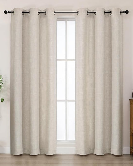 Chyhomenyc Curtains 72 Inches Long 2 Panels for Living Room, Light Filtering Faux Linen Textured Soft Window Curtains, Farmhouse Home Decor Grommet Bedroom Drapes, 40Wx72L, 2PCS，Linen Color