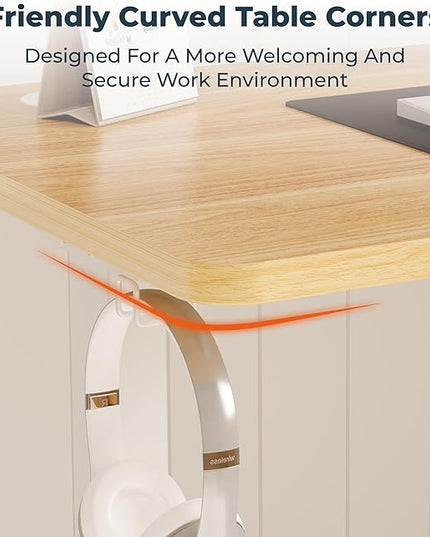 Adjustable Stand Up Desk Standing Desk, 40x24 Inches Home Office Desks with Memory Preset Computer Workstation, Splice Maple Top + White Frame