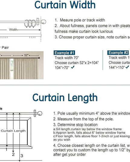 LETAU Beige Linen Texture Curtains 84 inches Long, Pinch Pleated 100% Blackout Privacy Luxury Curtains Panels Drapery, 42" W x 84" L, 2 Panels