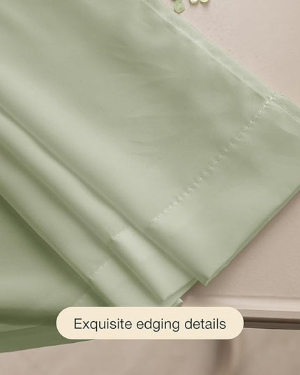 Anmao Non-See-Through Sage Green Privacy Semi Sheer Curtains for Living Room 102 Inch Length 2 Panels Set, Light Filtering That Let Light in Rod Pocket Window Drapes for Bedroom, 52W x 108L, Sage