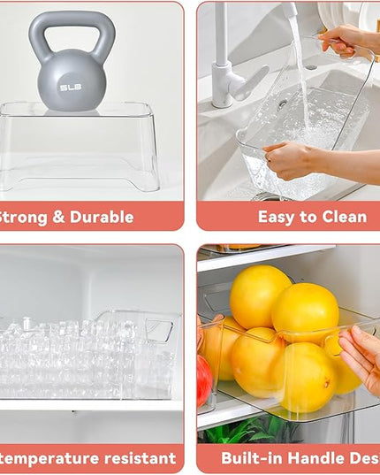 Clear Plastic Storage Bins - 12 Pack Pantry Organizers and Storage,Large Clear Pantry Organizer Bins, Plastic Containers with Handle for Kitchen,Freezer,Cabinet,Closet,Bathroom Under Sink