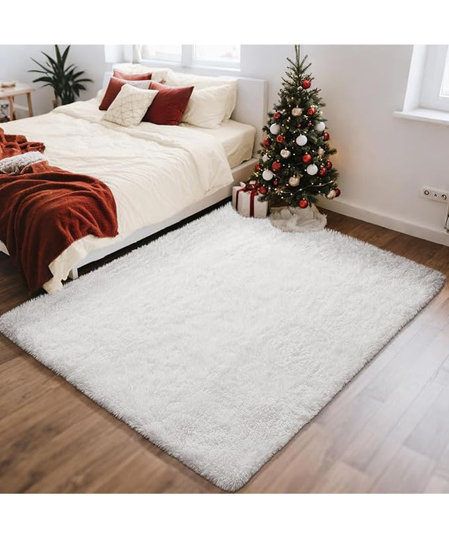 Ophanie White Rugs for Bedroom Fluffy, 4x6 Nursery Soft Fuzzy Shag Plush Shaggy Bedside Area Rug, Living Room Carpet for Girls Kids Baby Teen Dorm Home Decor Aesthetic