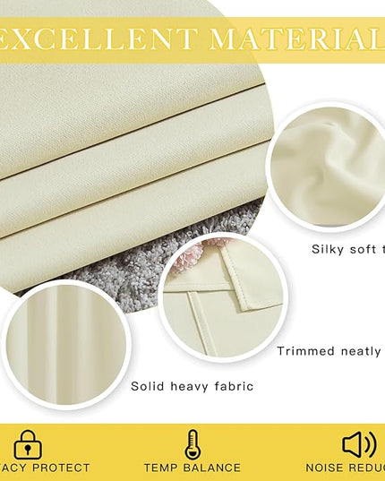 NICETOWN Room Darkening Beige Curtain 80 inch Length, Grommet Thermal Insulated Doorway Drape Blackout Curtain Sound Reducing for Bedroom/Living Room, 1 Panel, W46 X L80